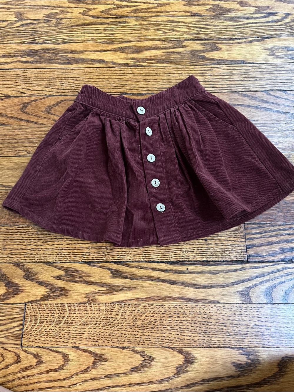 Rylee and Cru Button-Front Corduroy Mini Skirt in Burgundy